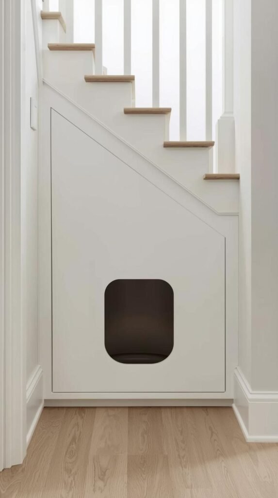 Under-Stair Litter Box Nooks That Use Dead Space