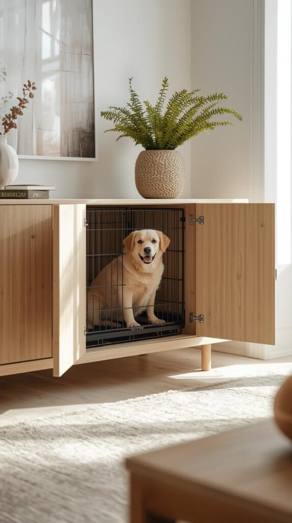 Hidden Dog Crates Inside Cabinets or Sideboards