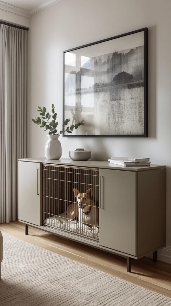 Built-In Dog Crates Under Console Tables
